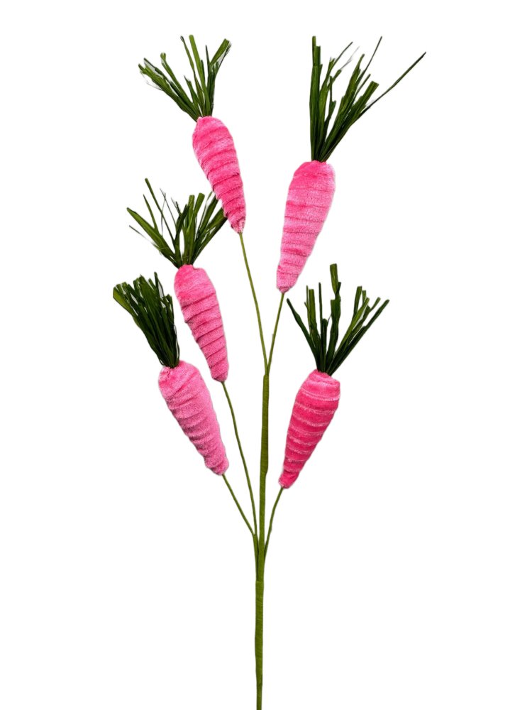 28" Fuzzy Carrots Pick: Hot Pink - 63437BT - The Wreath Shop