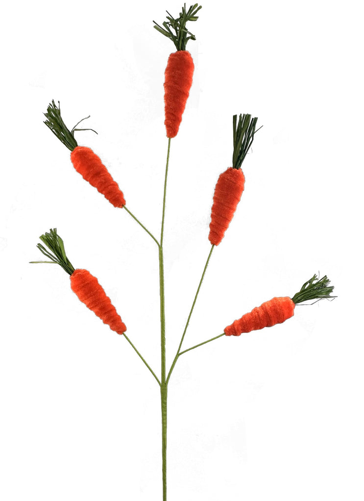 28" Fuzzy Carrots Pick: Orange - 63437OR - The Wreath Shop
