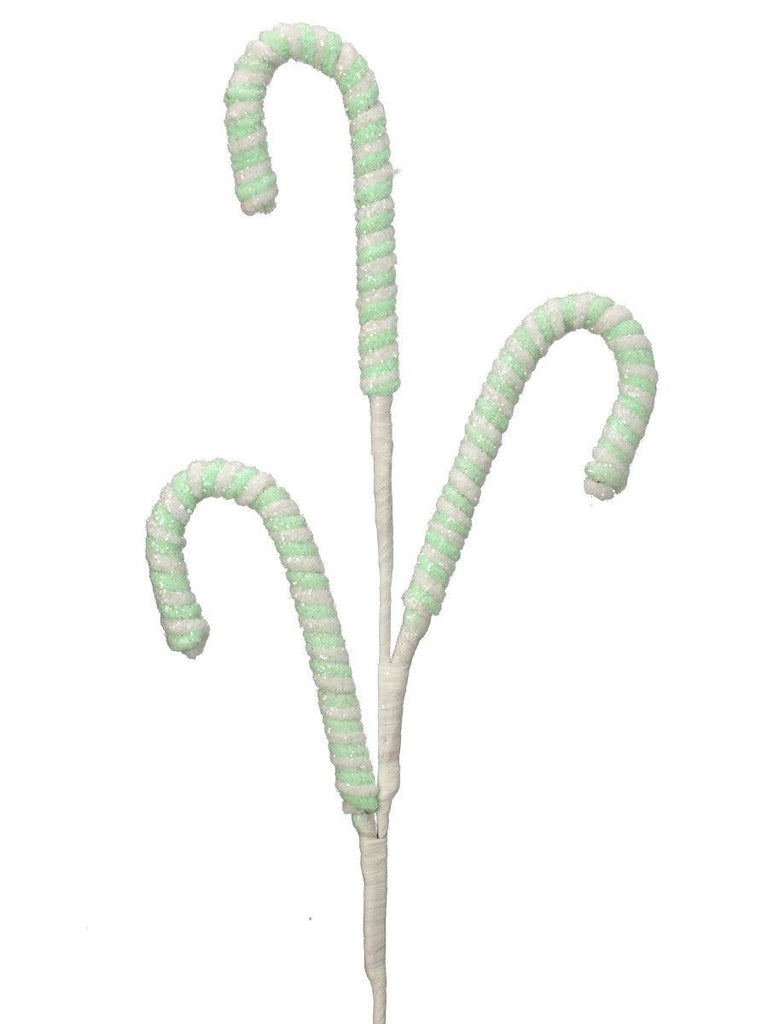28" Mint Green/Wht Frosted Candy Cane Spray - MTX68868 PTGR - The Wreath Shop