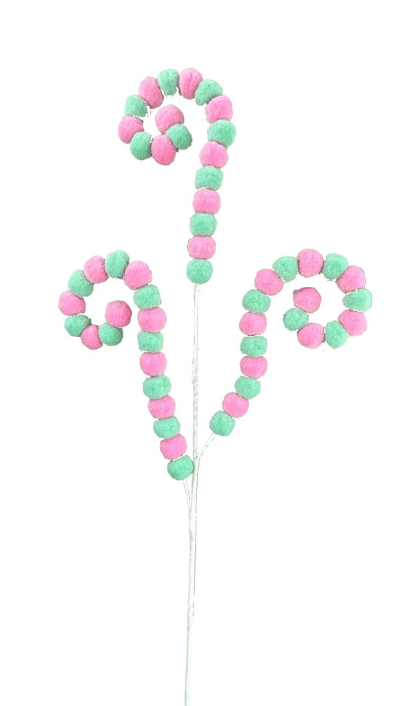 28" Mint/Pink Ball Spiral Curly Spray - 85469MIPK - The Wreath Shop