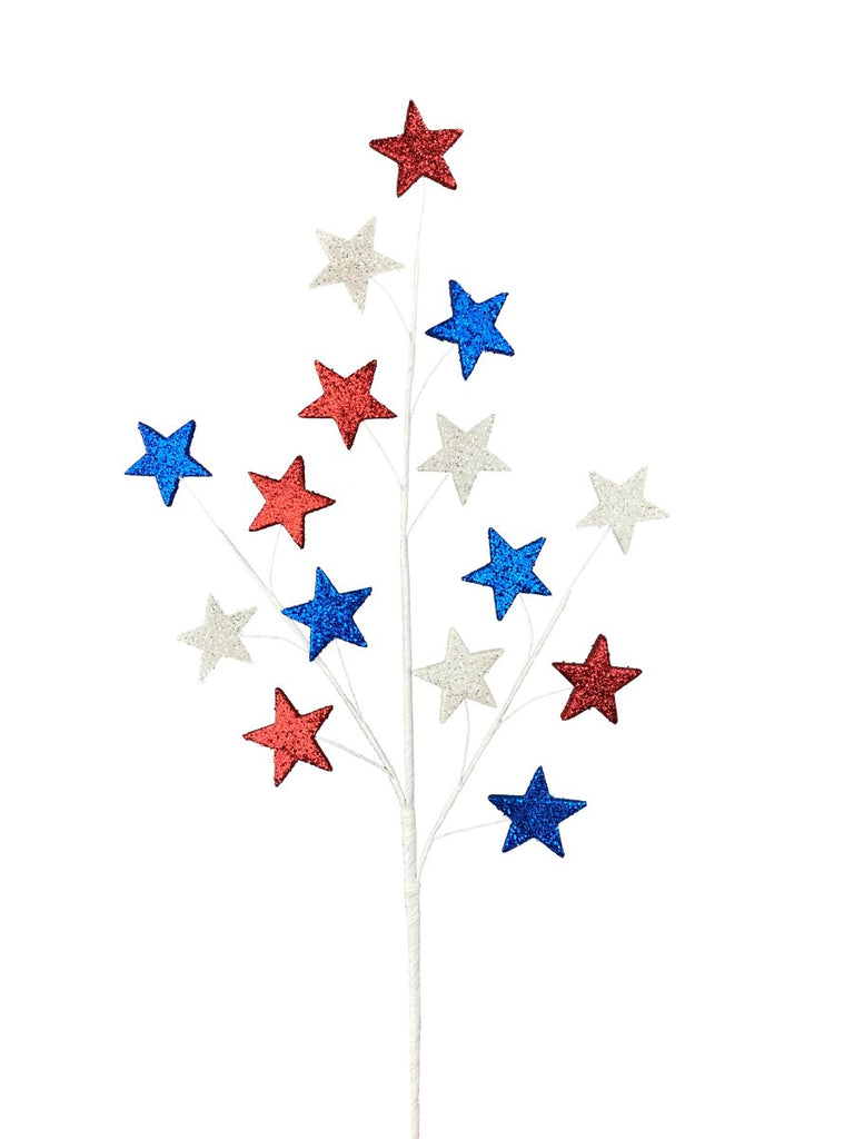28" Patriotic Glitter Star Spray - 74140RWB - The Wreath Shop