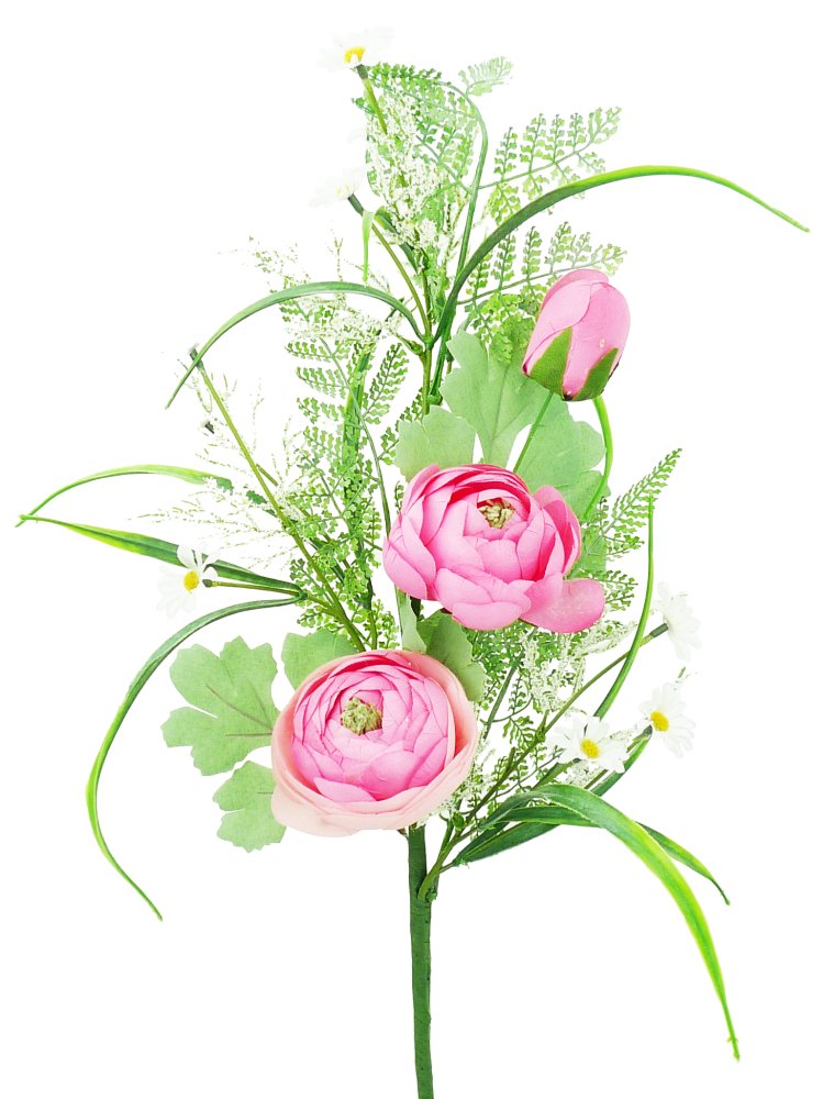 28" Pink Ranunculus Fern Spray - 62701SP28 - The Wreath Shop