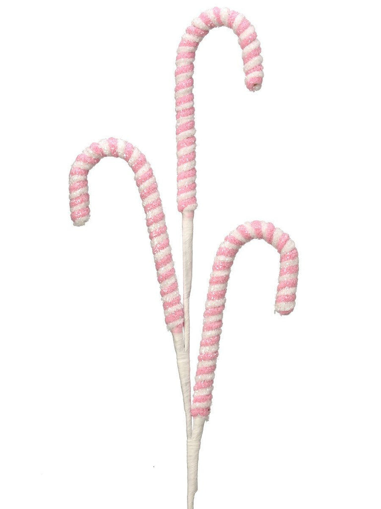 28" Pink/Wht Frosted Candy Cane Spray - MTX68868 PAPK - The Wreath Shop
