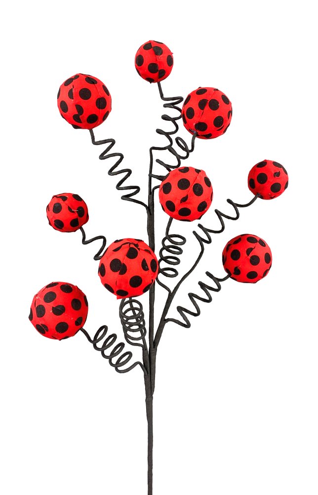 28" Polka Dot Curly Ball Pick: Red/Blk - 62957RDBK - The Wreath Shop