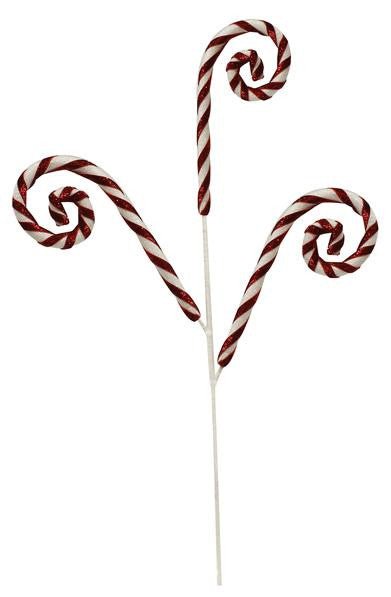 29" Glittered Velvet Candy Cane Spray: Red/Wht - XP369024 - The Wreath Shop