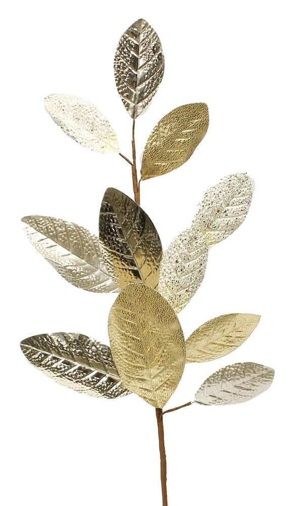 29" Magnolia Leaf Spray: Ivory/Gold - XS7546 - The Wreath Shop