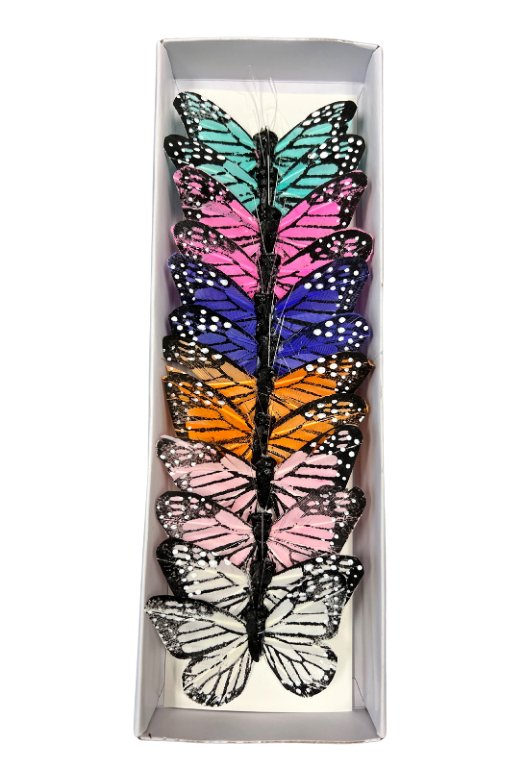 3" Multi Color Pack Monarch Butterflies on Wire, 12 pack - PRBF3785 - The Wreath Shop