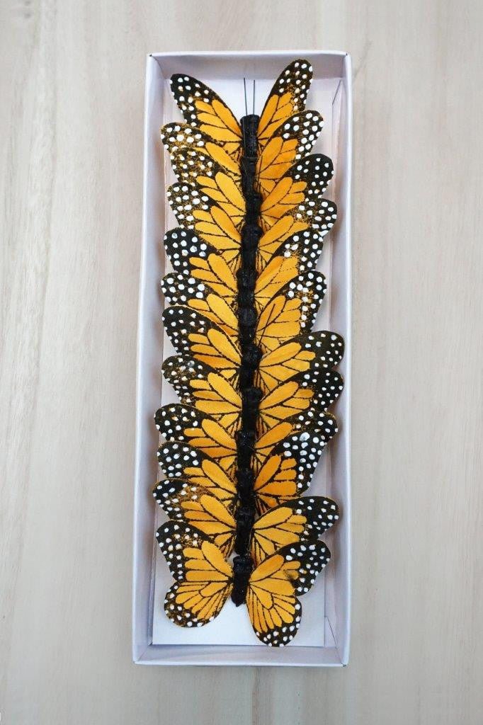 3" Orange Monarch Butterflies on Wire, 12 pack - PRBF3720 - The Wreath Shop