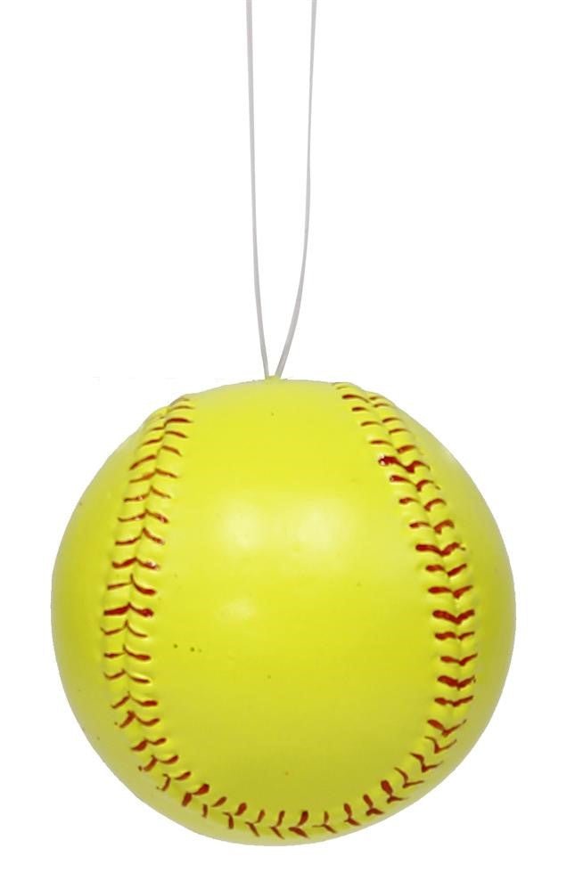 3" Painted Softball Ornament: Yellow/Green - MS1365R1 - The Wreath Shop