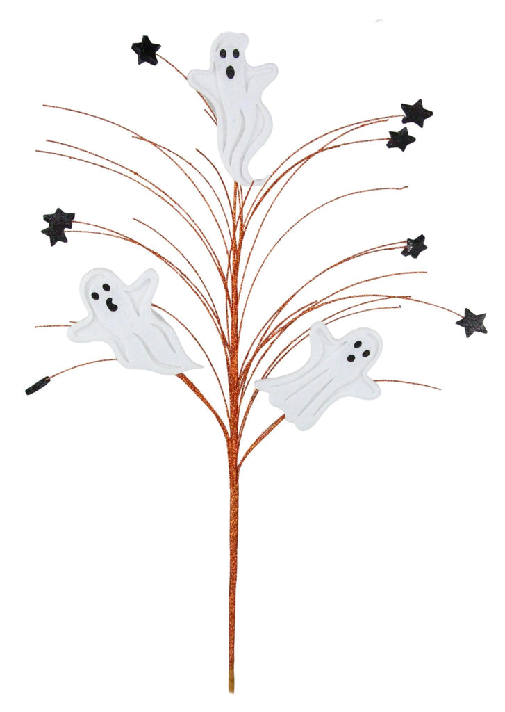 30" Glitter Ghost Star Spray: Orange/Black - HH128702 - The Wreath Shop
