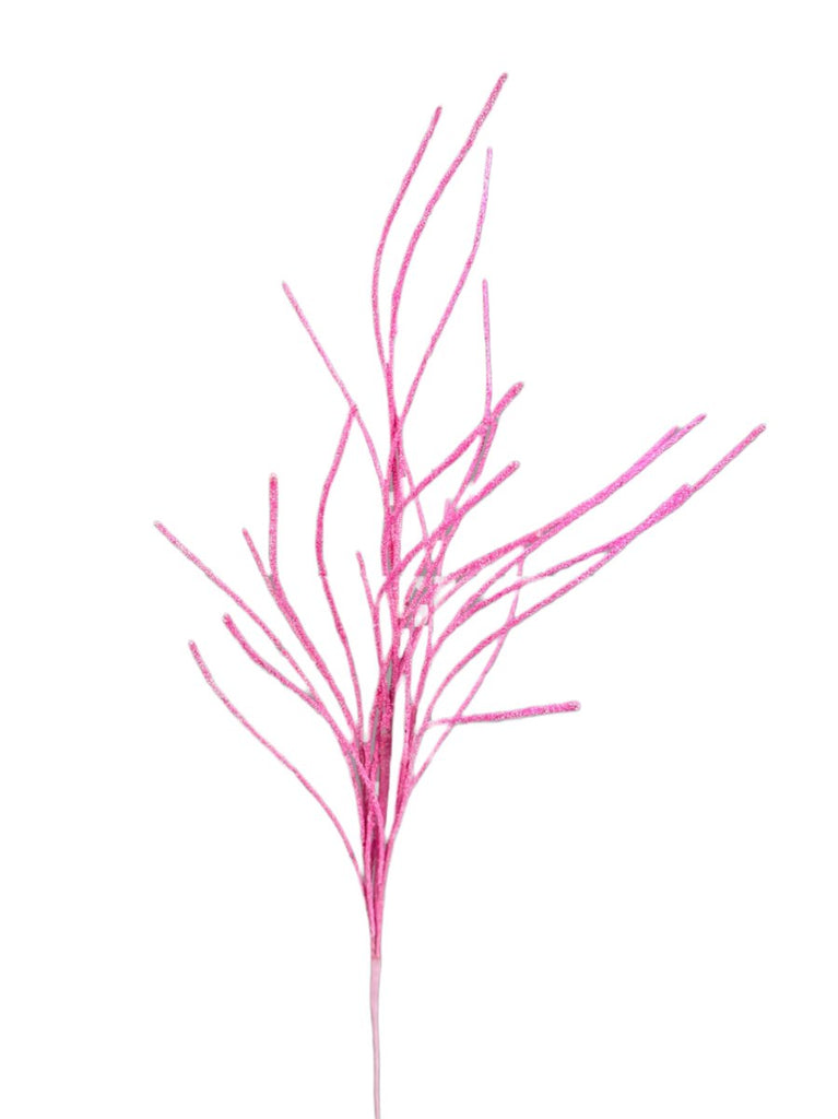 30" Glitter Twig Spray: Pink - 85717PK - The Wreath Shop