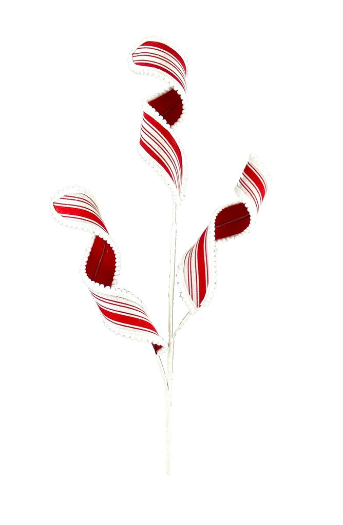 30" Striped Curly Spray: Red/White - 85284RDWT - The Wreath Shop