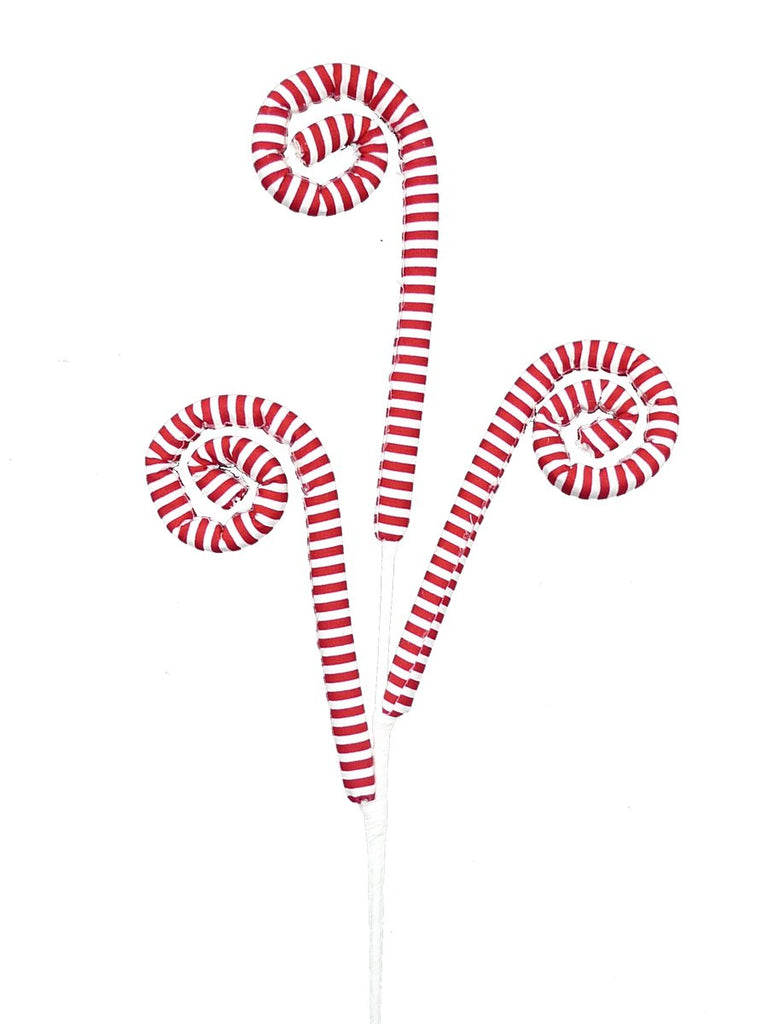 33" Red/Wht Stripe Curly Spray - 84243RDWT - The Wreath Shop