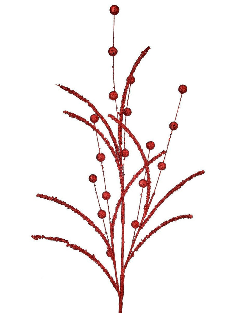 35" Glitter/Sequin Bead Spray: Red - MTX68968 RED - The Wreath Shop