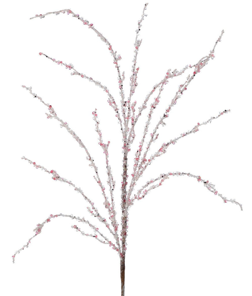 37" Sequin Glitter Ice Twig Spray: Red/White - MTX65844 RDWH - The Wreath Shop
