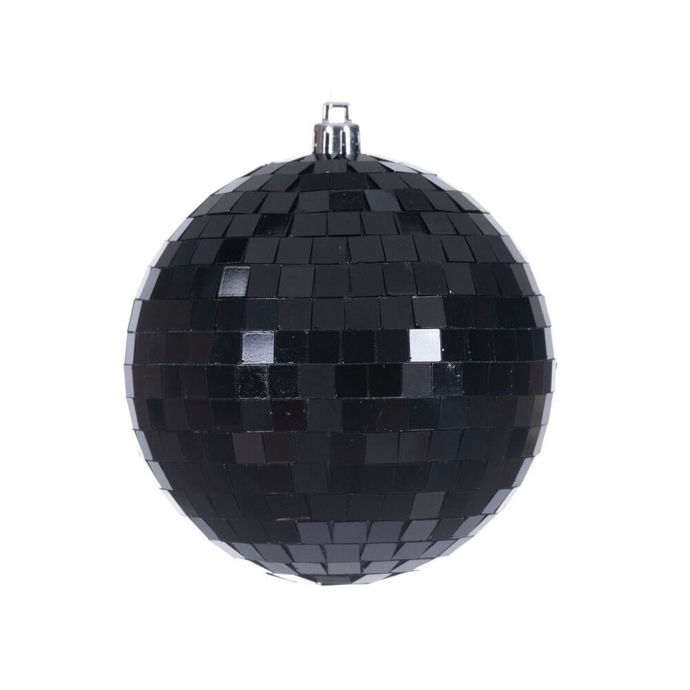 4" Black Mirror Ball Ornament - N233117 - The Wreath Shop