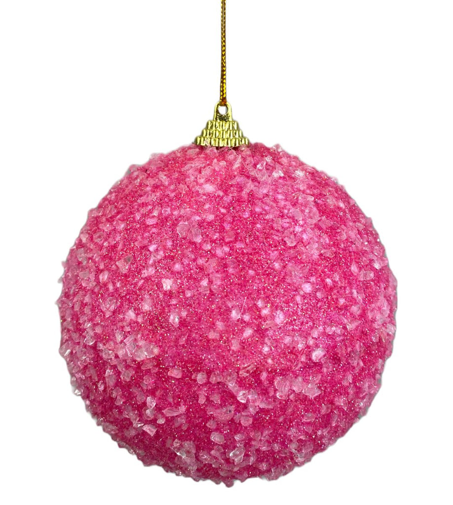 4" Iced Ball Ornament: Bright Pink - 85678BT - The Wreath Shop