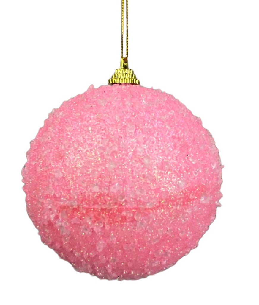 4" Iced Ball Ornament: Pink - 85678PK - The Wreath Shop