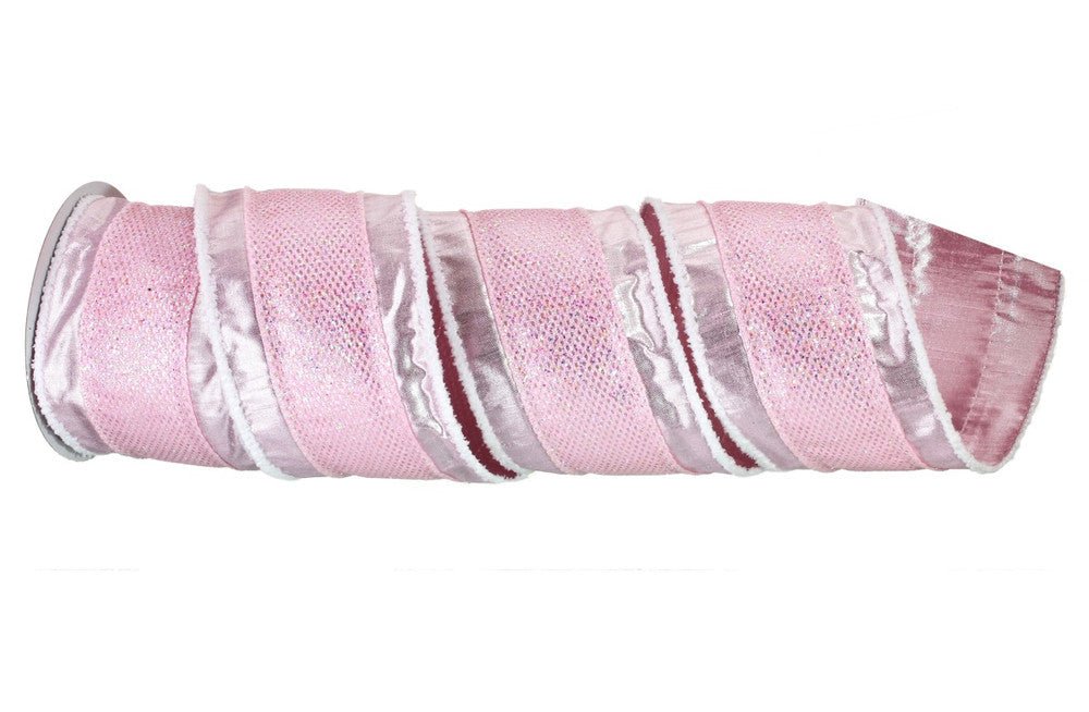 4" Pink Metallic Glitter Mesh Ribbon - 10yds - MTX64996-PINK - The Wreath Shop
