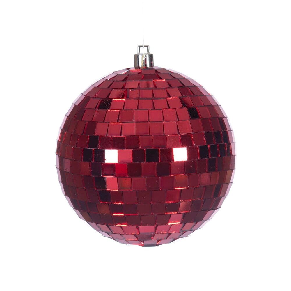 4" Red Mirror Ball Ornament - N233103 - The Wreath Shop