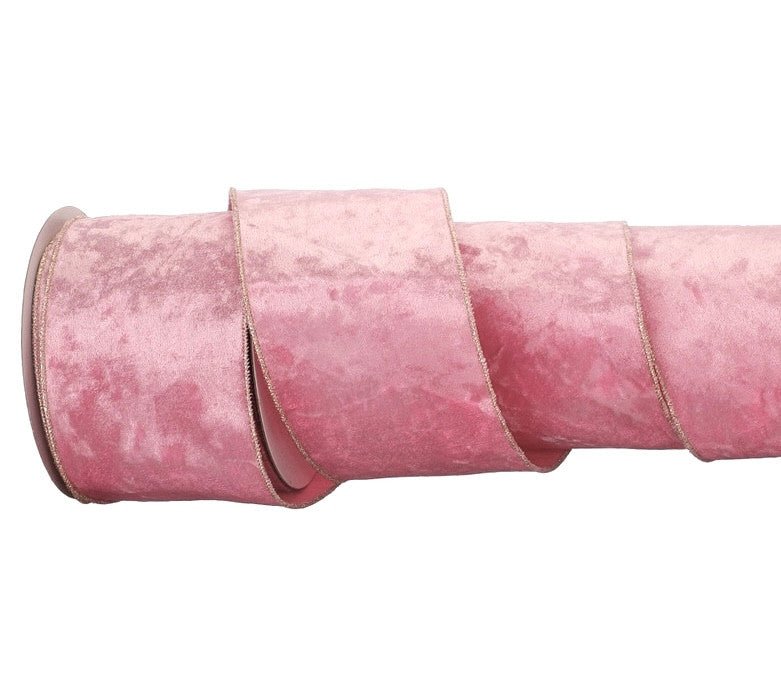 4" Shimmering Velvet Ribbon: Pink - 10yds - MTX67721 PKGD - The Wreath Shop