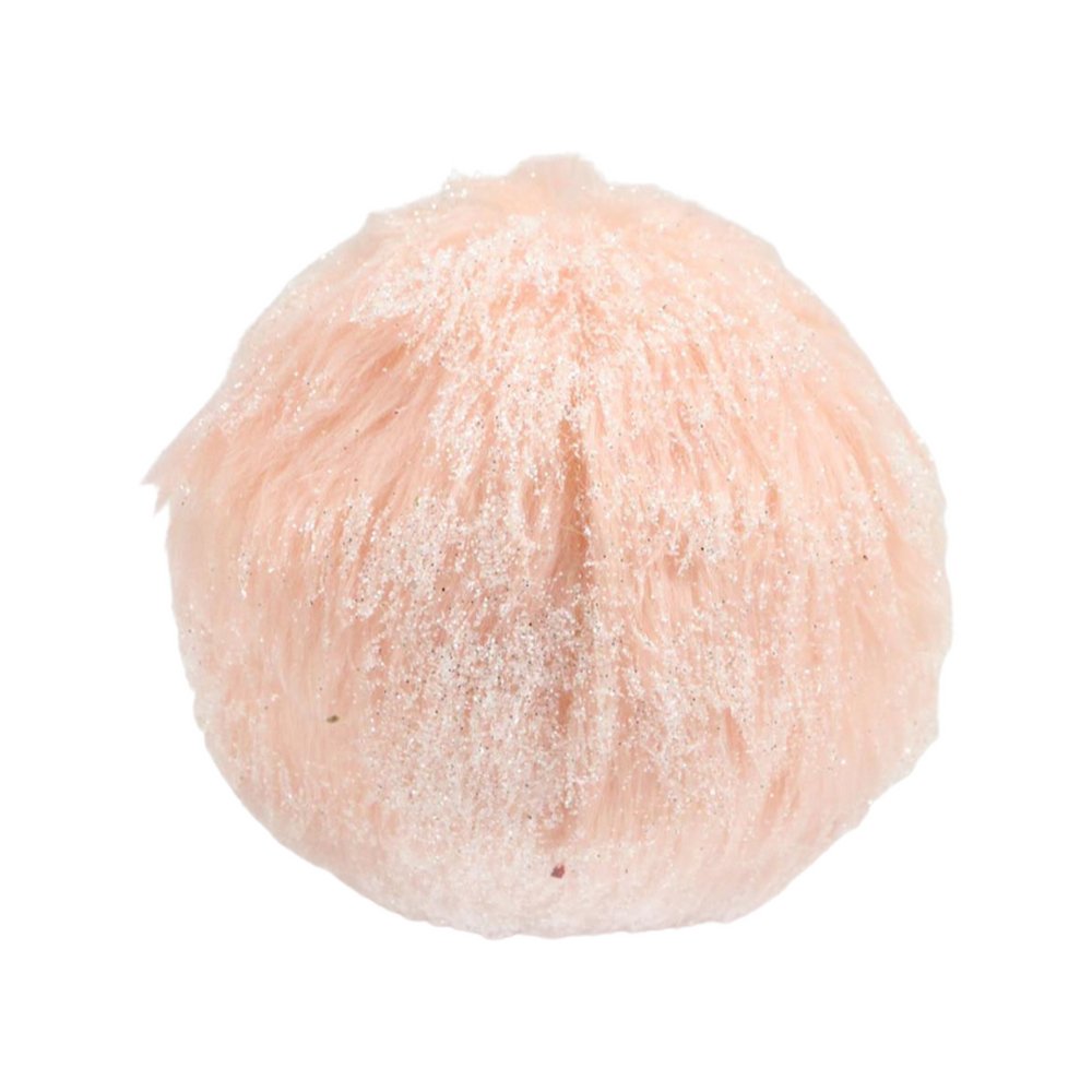 4.5" Coral Pink Fuzzy Glitter Ball Ornament - MS163022 - The Wreath Shop