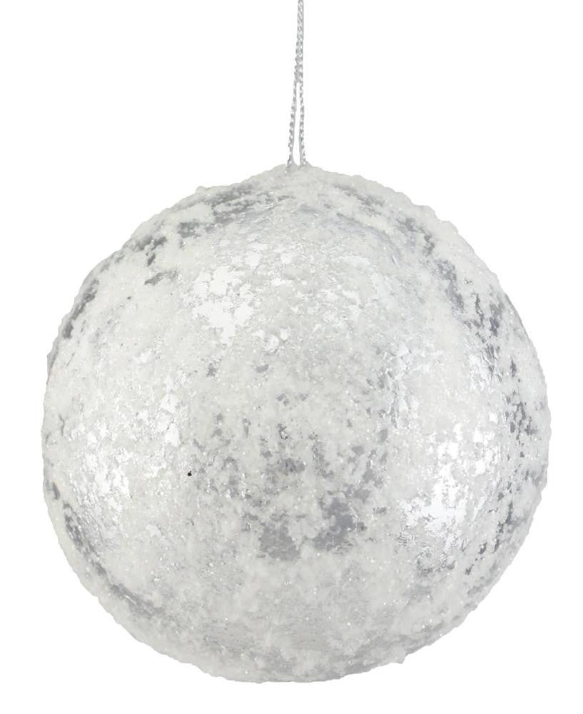 4.5" White/Silver Ball Ornament - XY8585 - The Wreath Shop