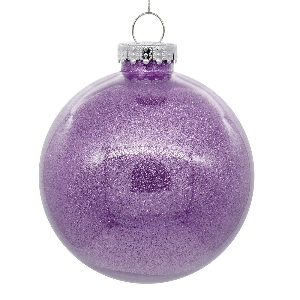 4.75" Lavender Glitter Clear Ball Ornament - N211286 - The Wreath Shop