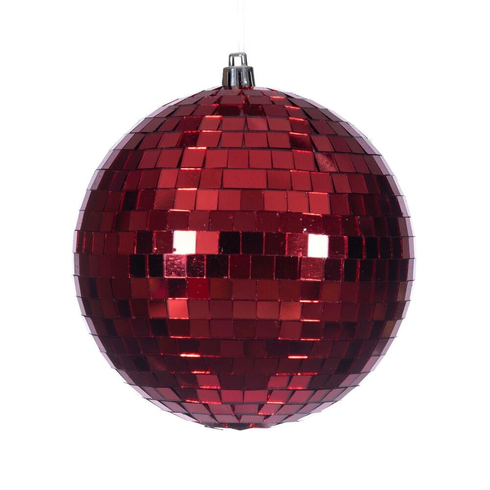 4.75" Red Mirror Ball Ornament - N233203 - The Wreath Shop
