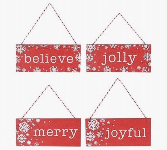 5" Christmas Word and Snowflake Ornaments - 9742490 - merry - The Wreath Shop