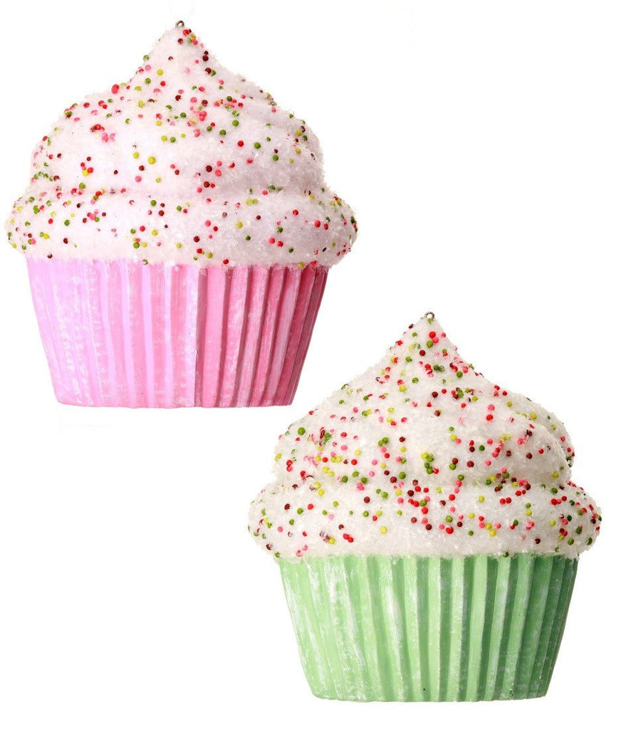 5" Plastic Pink/Mint Cupcake Ornaments - MTX65677-pink - The Wreath Shop