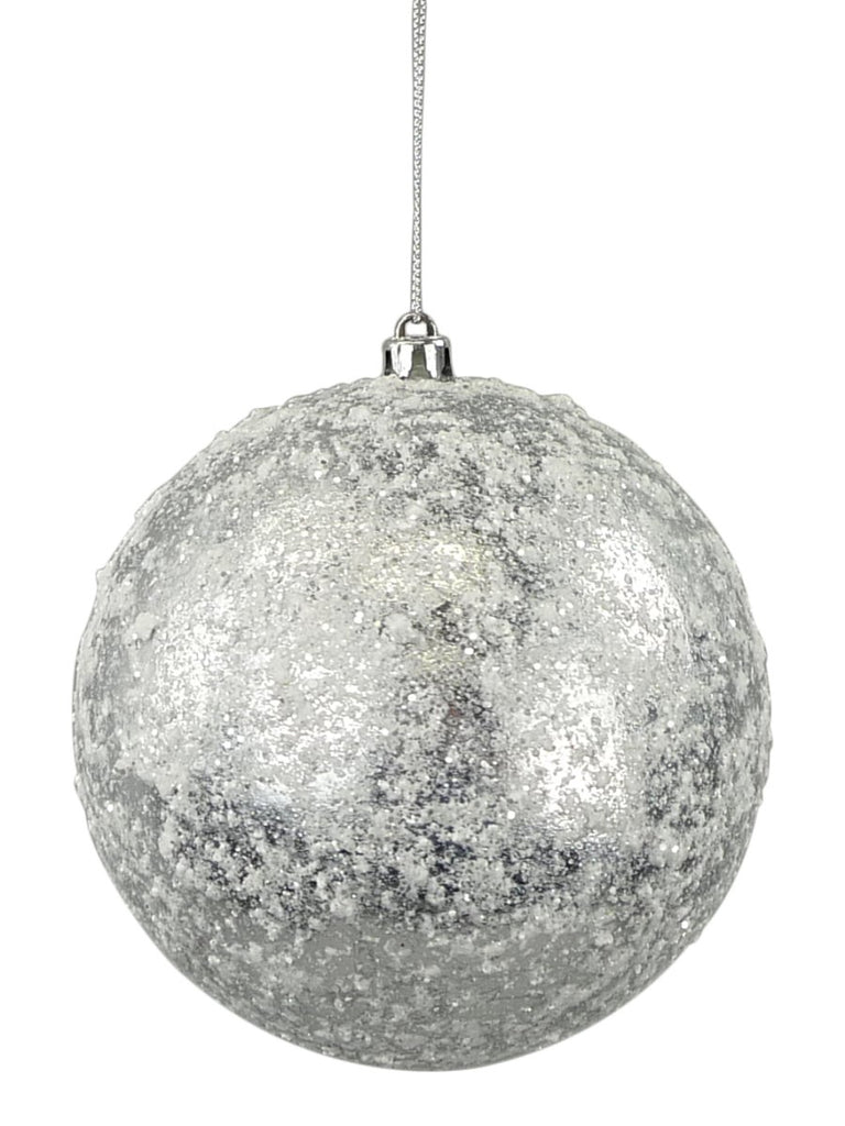 5" Silver/Snow Foil Ball Ornament - 84957SVWT - The Wreath Shop