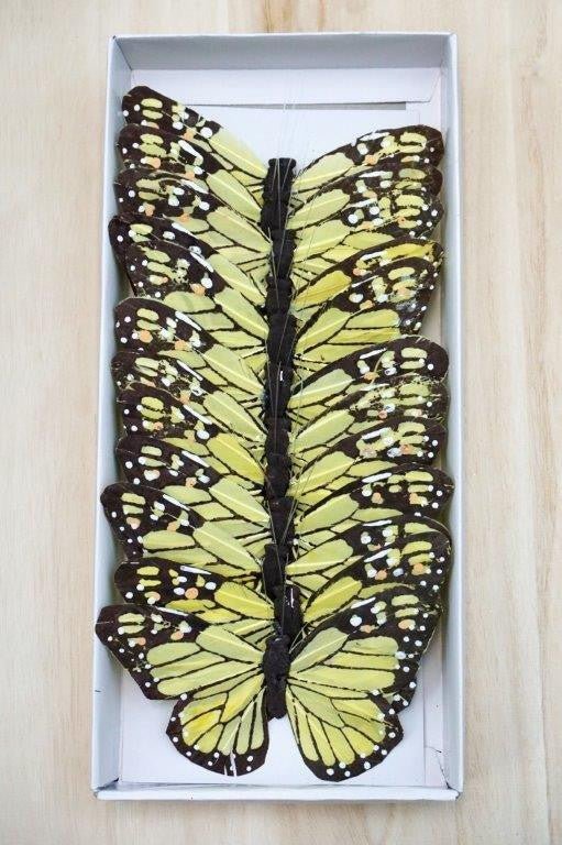 5" Yellow Monarch Butterflies on Wire, 12 pack - PRBF5186 - The Wreath Shop