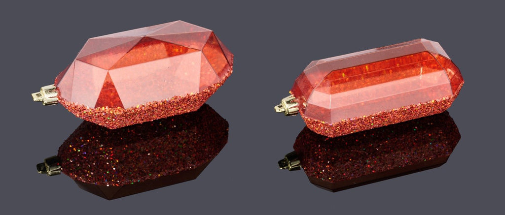 5.25" Laser Glitter Gem Ornament: Copper (Set of Two) - XJ552320 - The Wreath Shop
