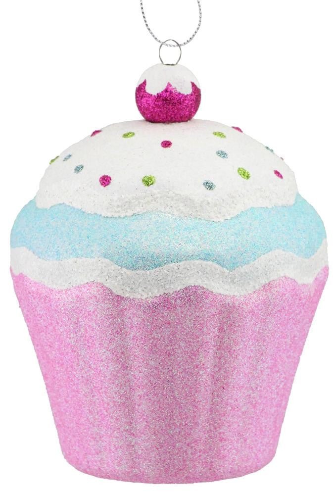 5.5" Pink/Blue Cupcake Ornament - XY8837 - The Wreath Shop