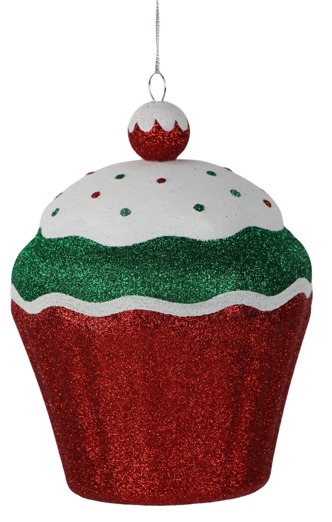 5.5" Red/Emerald/Wht Cupcake Ornament - XJ4701TY - The Wreath Shop