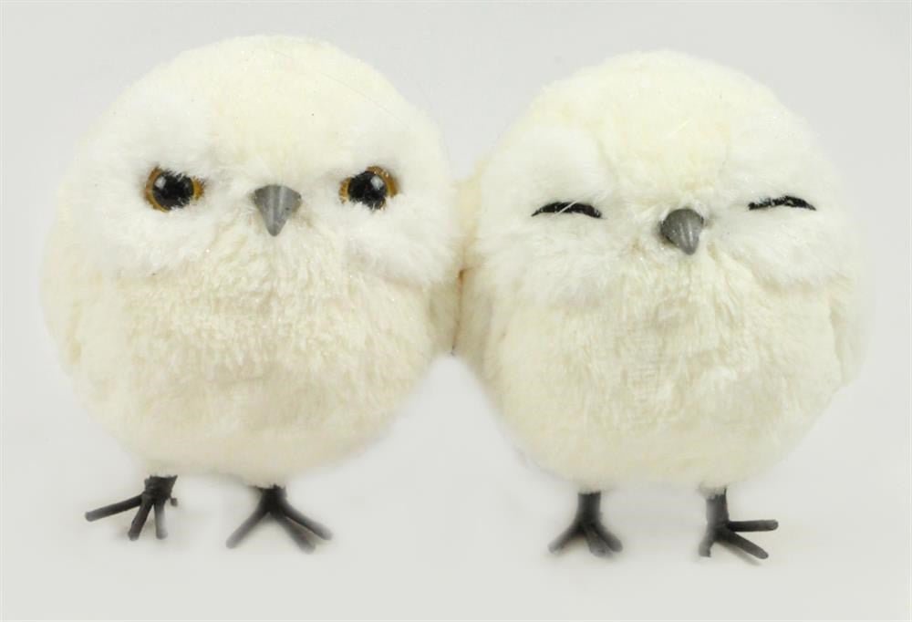 5.5" White Fur Owl - MS1626 - The Wreath Shop