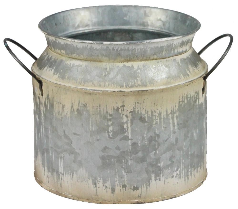 5.75" Short Galvanized Milk Can Container - KE1854 - The Wreath Shop