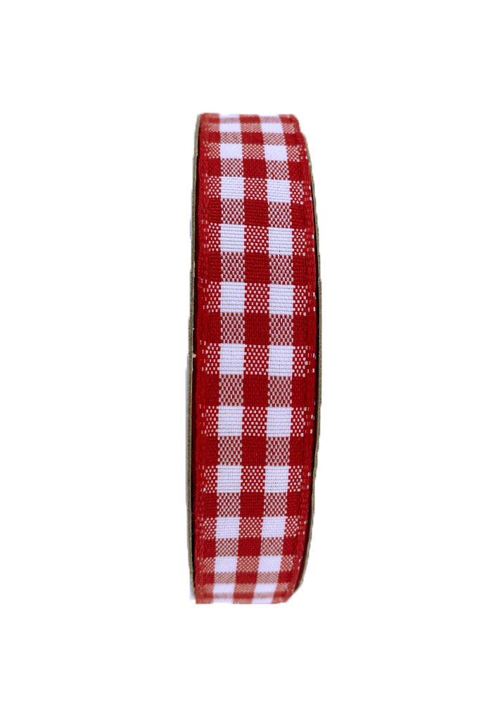 5/8" Gingham Check Ribbon: Red/Wht - 10yds - 47101-03-12 - The Wreath Shop