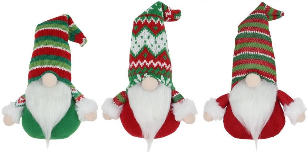 6" Christmas Gnomes: Red/Green/Wht - XN4280-green - The Wreath Shop
