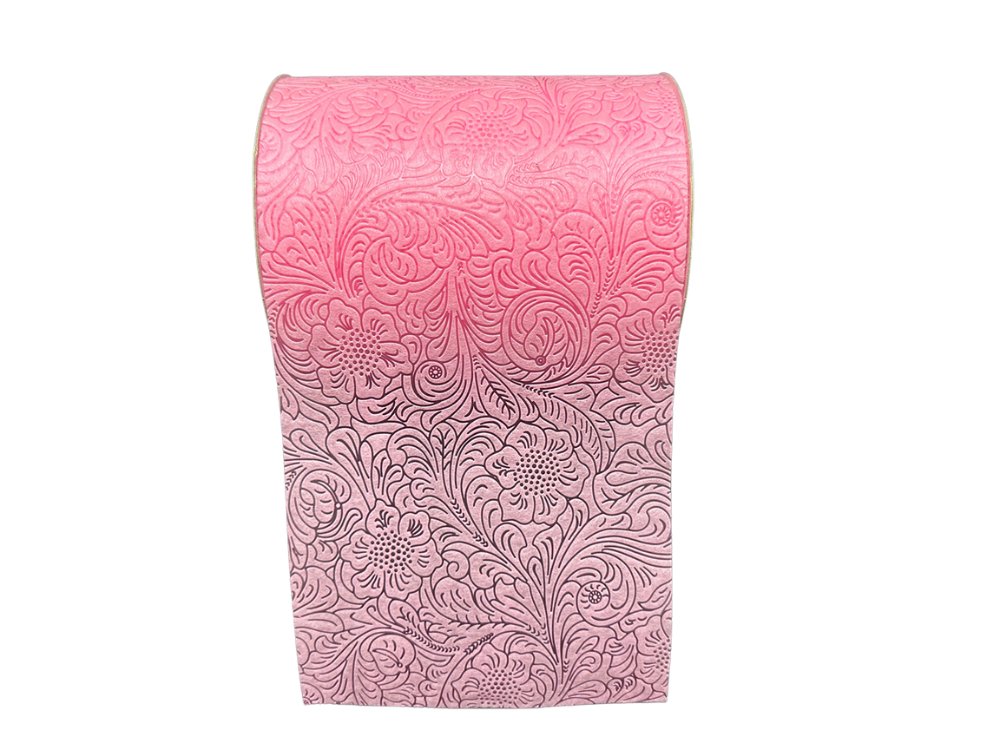 6" Embossed Flower Hot Cut Edge Ribbon: Pink - 25yds - 42466-06-03 - The Wreath Shop