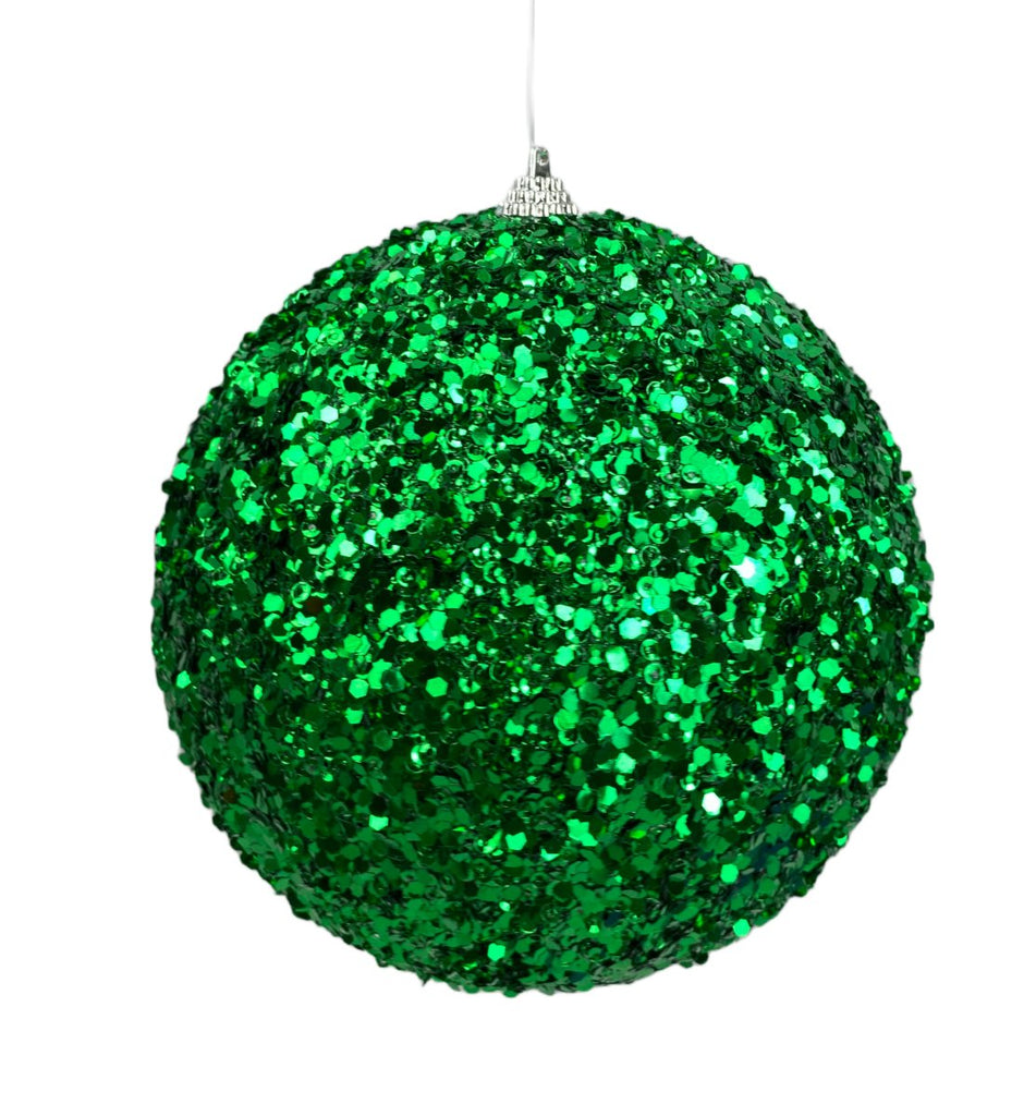 6" Emerald Green Sequin Ball Ornament - 85679GN - The Wreath Shop