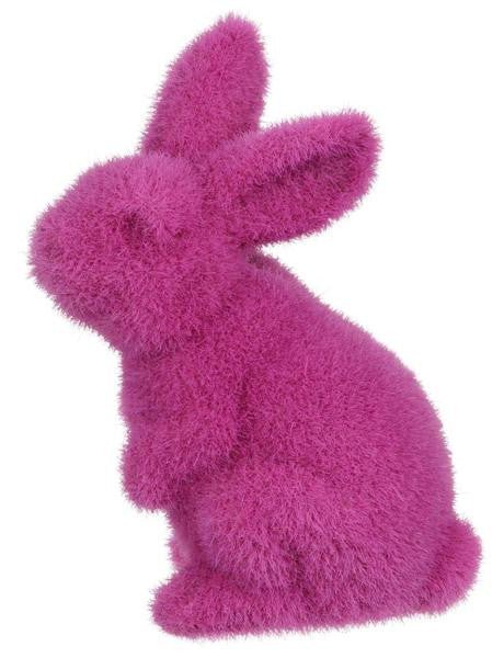 6" Flocked Standing Rabbit: Fuchsia - HE724007 - The Wreath Shop