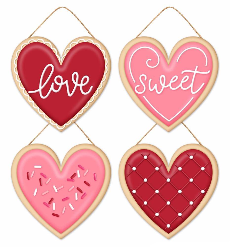 6" Frosted Heart Cookie Signs - AP7333 Love - The Wreath Shop