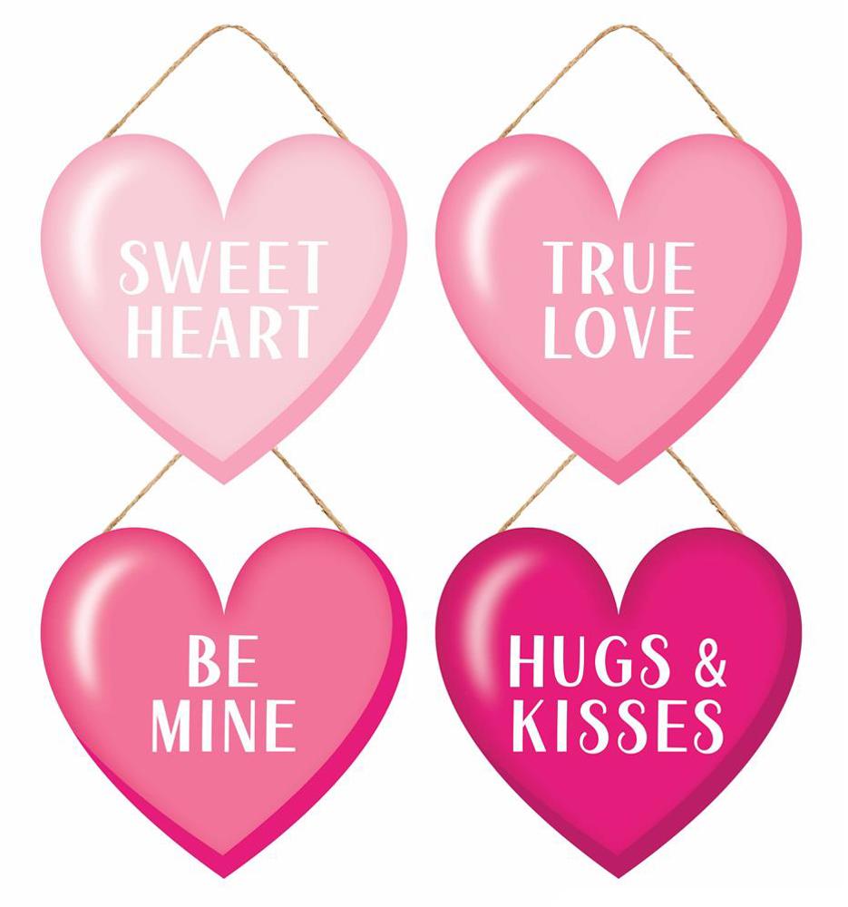 6" Pink Conversation Heart Signs - AP7334 sweet heart - The Wreath Shop