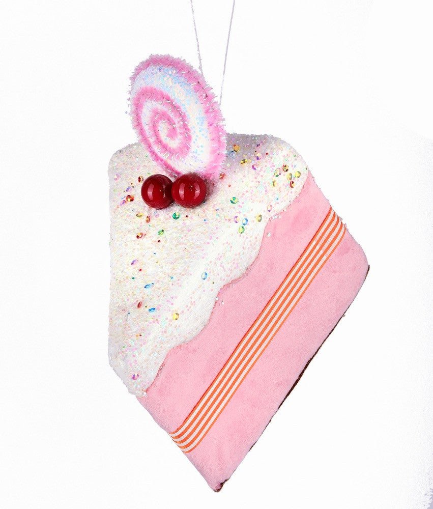 6" Pink Velvet Sprinkles Cake Slice Ornament - MTX65953 - The Wreath Shop