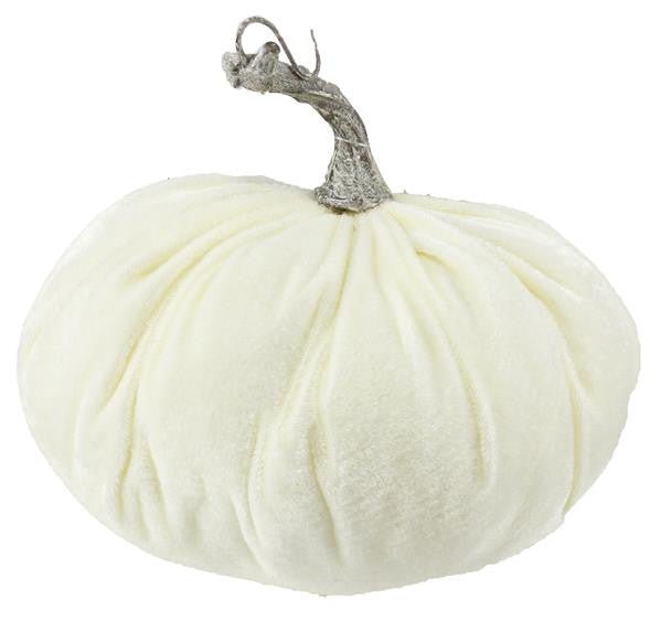 6.5" Velvet Pumpkin: Cream - HA017490 - The Wreath Shop