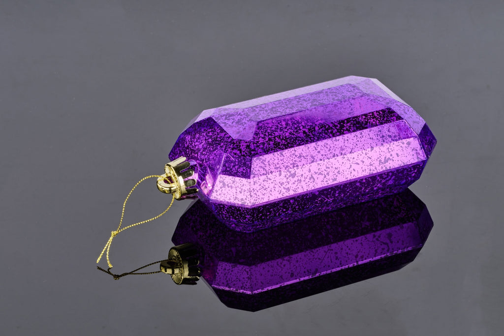 7" Antique Look Rectangle Gem Ornament: Purple - XJ551523 - The Wreath Shop