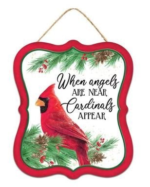 7" Cardinals Christmas Sign: When Angels Are Near - MD1167 - Angels - The Wreath Shop