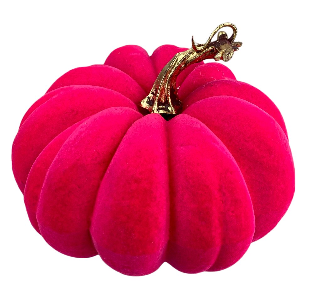 7" Flocked Pumpkin: Hot Pink - 56954HTPK - The Wreath Shop